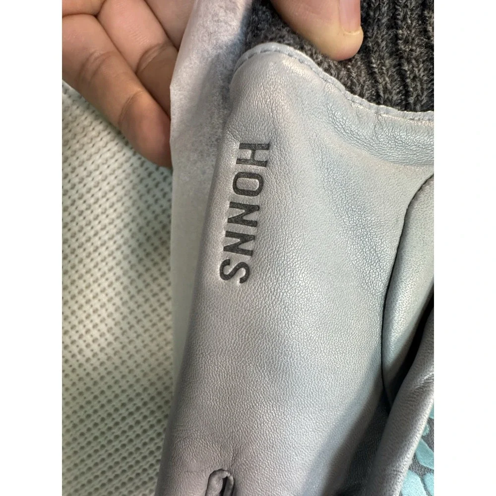 HONNS Maryjane Women Touchscreen Gloves M Peppermint Grey Croc Lambskin Leather
